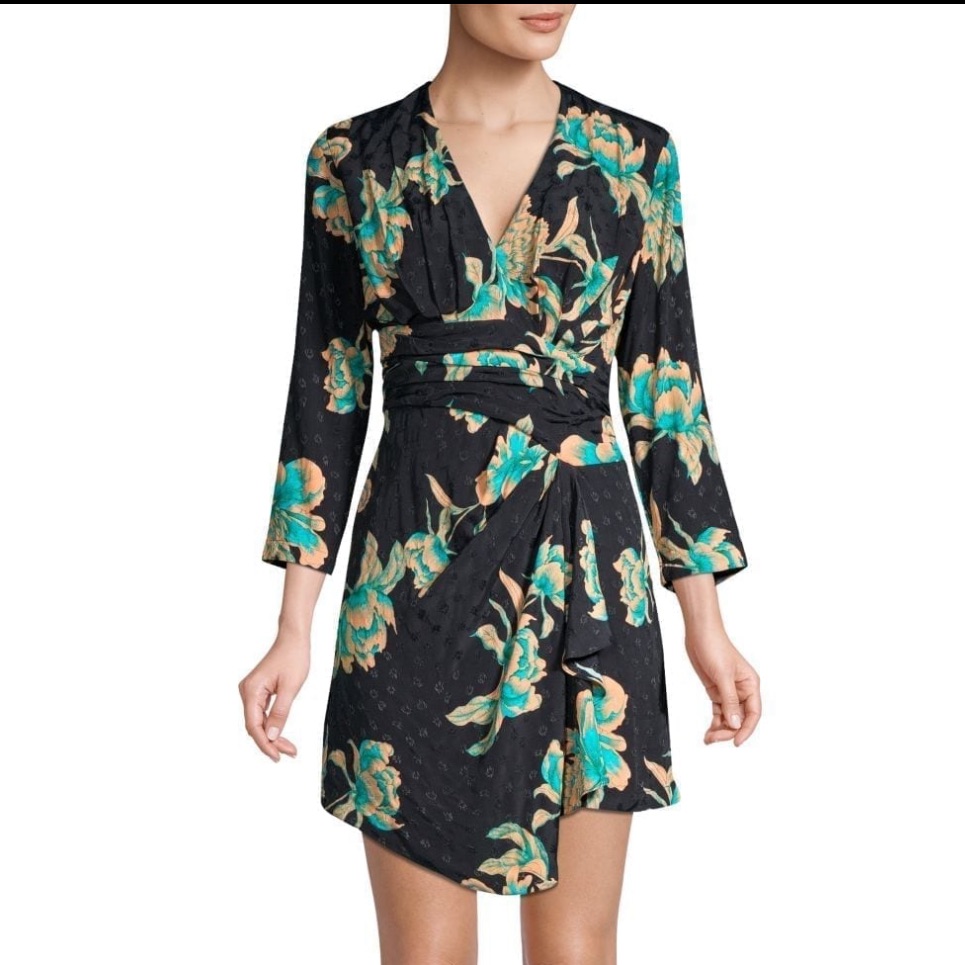 Nwt Sandro Bruni Asymmetric Floral Printed Dress Medium